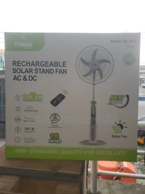 Iwin Energy 18 Inches Solar Rechargeable Stand Fan Ac and Dc