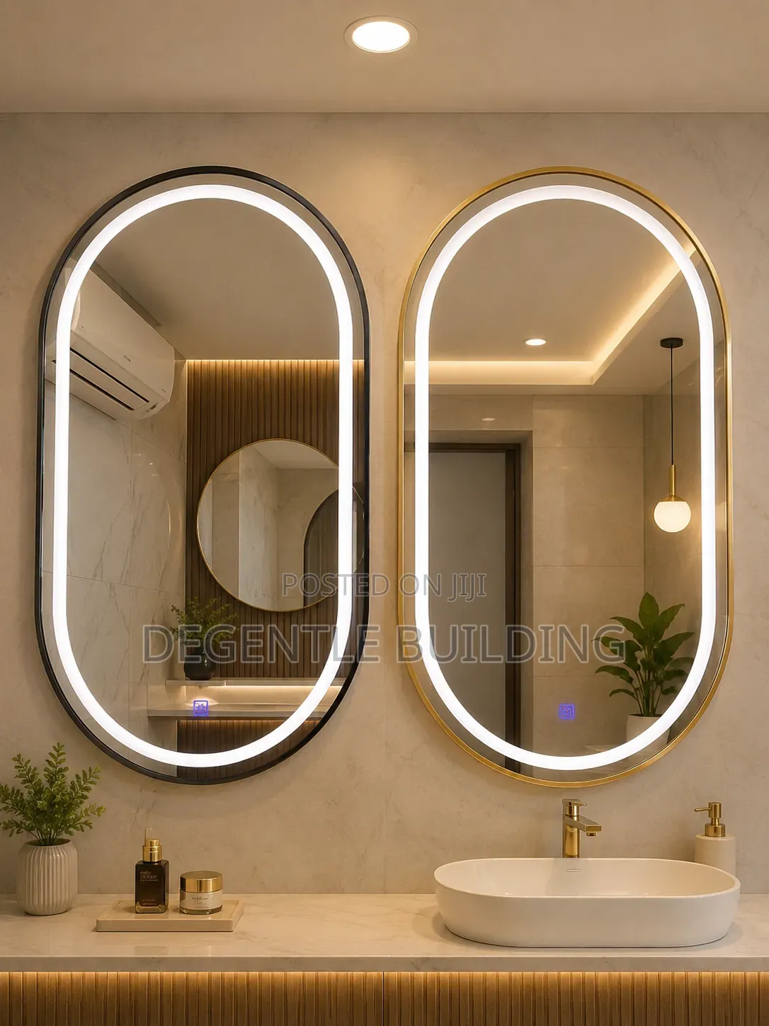 Luxury Oval Led Bathroom Mirror Touch Sensor Elegant Design