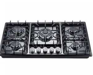 5 Burner Gas Hob - Black Enamel + Center Wok Burner | Brand New