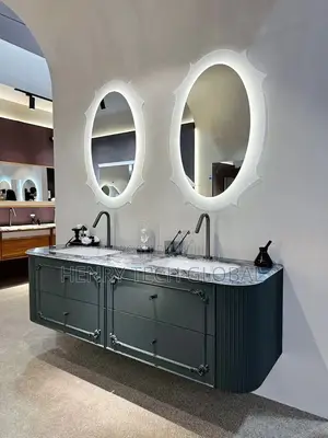 Double Bow Cabinet Basin With Double Mirrors