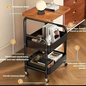Heavy-Duty Rolling Storage Cart Wil With Wooden Top/ Laptop Table