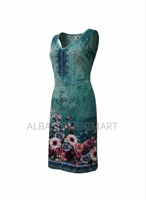 2-Piece Sleeveless Gown Matching Floral Print Midi Dress.