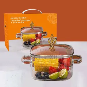 Square Double Handled Glass Pot