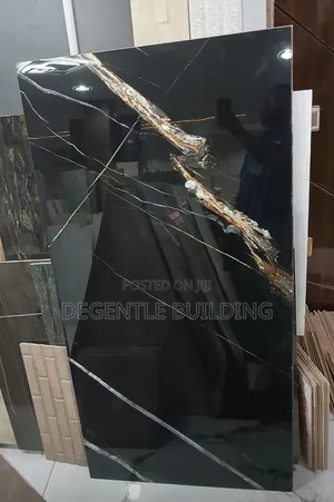 Premium Black Gold Marble Effect Tile