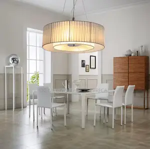 Modern Round Fabric Led Pendant Lights Minimalist Iron Art Home Decor
