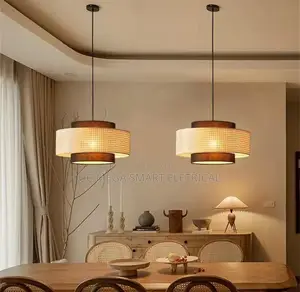 Modern Minimalist Rattan Woven Fabric Led Pendant Light for Restaurant