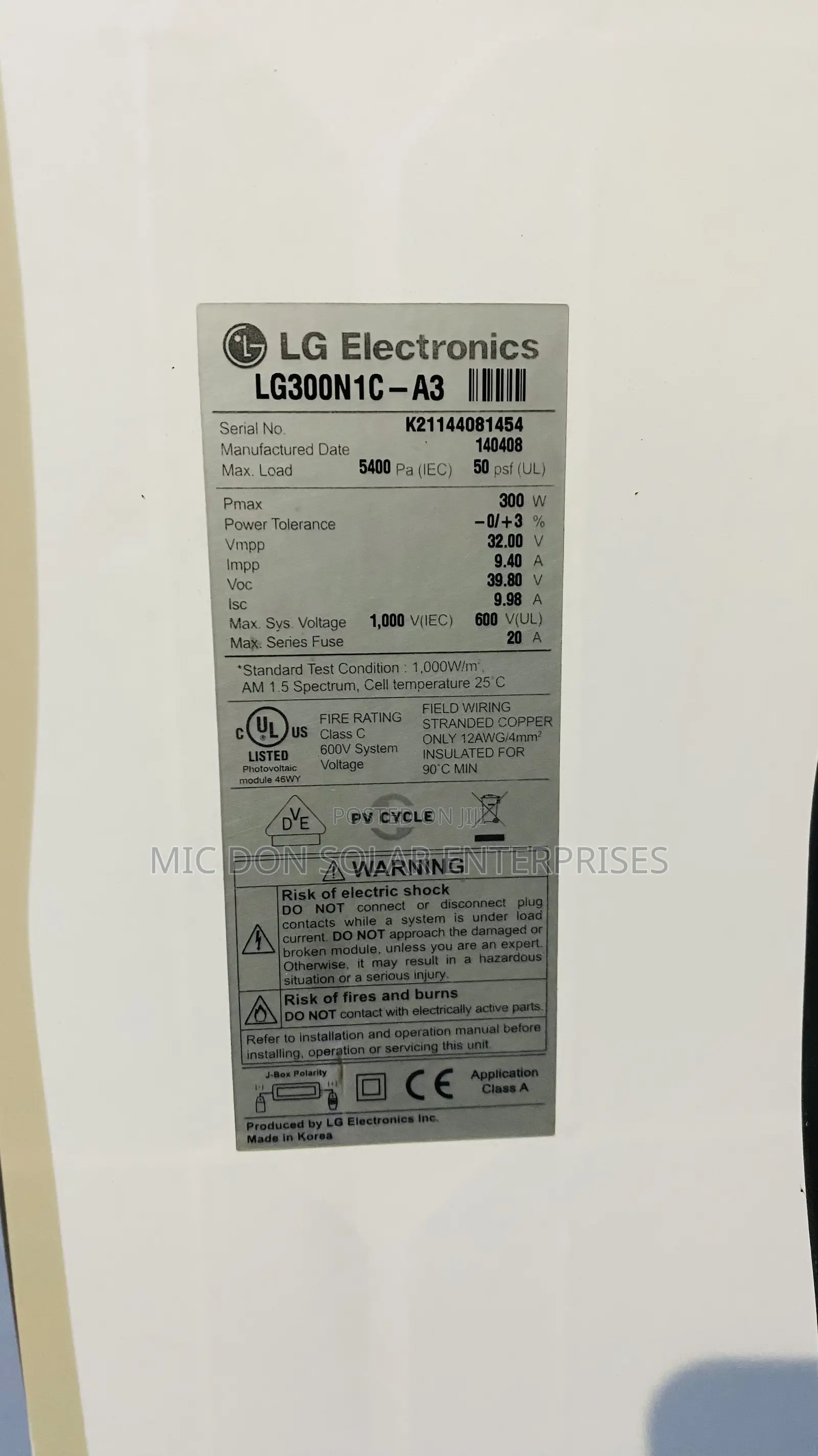 Lg 300watts Solar Panel