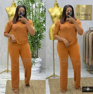 Premium Female Crafted 2-piece Set Chic Mustard Knit Top Trousers