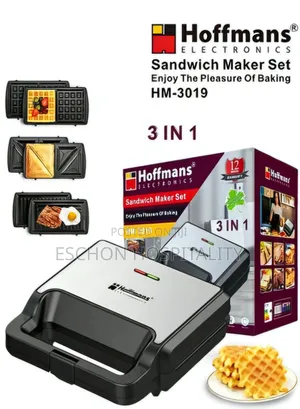 Hoffmans 3-in-1 Sandwich Maker, Waffle Iron Electric Grill | 800w