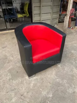 Black and Red Leather Bucket Chair