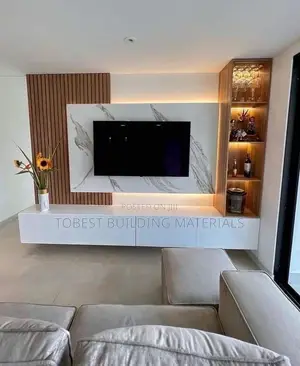 Luxury Floating Tv Wall Unit With Built-in Wine Rack
