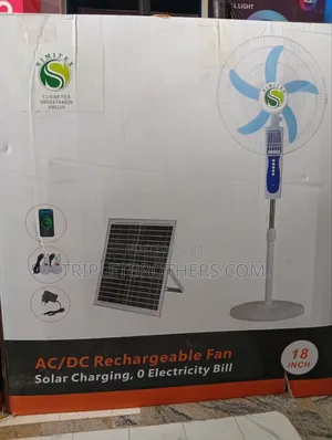 Simitex Solar and Rechargeable 18inch Standing Fan