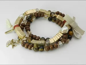 Lonna Lilly Gold-Tone 3-Pc. Brown Beaded Stretch Bracelet Set