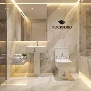Modern White Ceramic Pedestal Sink One-Piece Toilet Bathroom Suite