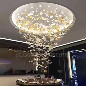 Modern Luxury Indoor Customized Hanging Led Leaf Pendant Chandelier.