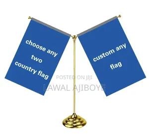 Gold Metal Head v Shape Desk Flagpole Stand Table Flag Pole Sturdy