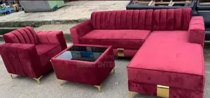 Quality L Shaped Fabric Sofa With Center Table