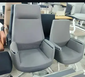 Luxury Grey Leather Executive Office Chair Modern Ergonomic Highback
