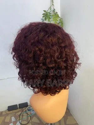 Burgundy Curly Bob Wig With Bangs / Soft Bouncy Curls / Ready-to-Wear