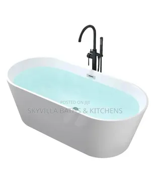 Luxury Oval Freestanding Acrylic Soaking Bathtub Mixer (Combo Set )–