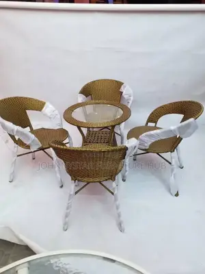 Outdoor Rattan 4 Chairs With Table