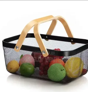 Storage Basket With Wooden Handle Big Size Te