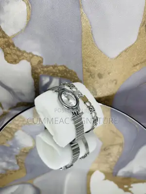 Silver Watch and Bracelet Combo