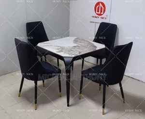 New Design Dining by Four Marble Top With High Quality Leather Chair