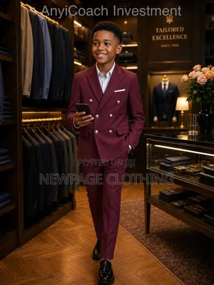 Royal Maroon Double-Breasted Suit for Kids!