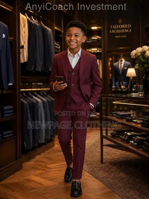 Classic Plain Wine Suit for Boys