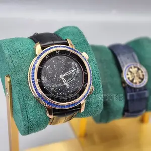 Patek Philippe Quality Men Genuine Leather Moon Wristwatch
