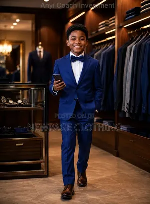Classic Plain Navy Blue Suit for Boys Teens