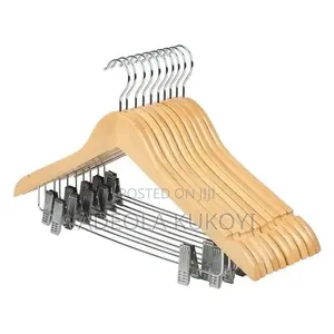 Wooden Hanger With Clip (Pack Of 10pcs)