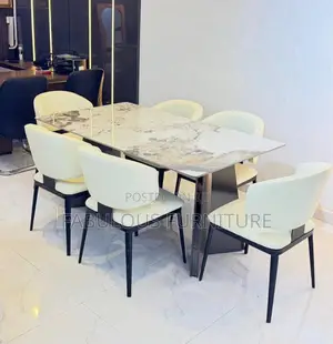 Luxury 6 Seaters Marble Top Dining Set For Sale