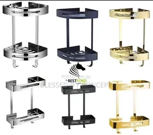 2 Tier Bathroom Racks, Stainless, Black and Gold Colors