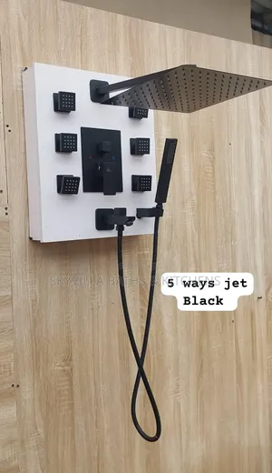 5-Way Luxury Matte Black Spa Shower System Mo