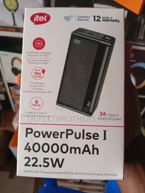 Itel Power Pluse1 40000mah Bank With 22.5w Fast Charging