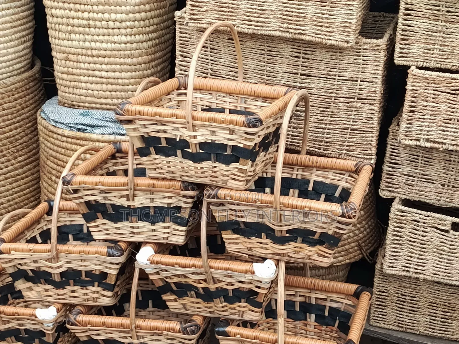 Handwoven Cane Hamper Baskets