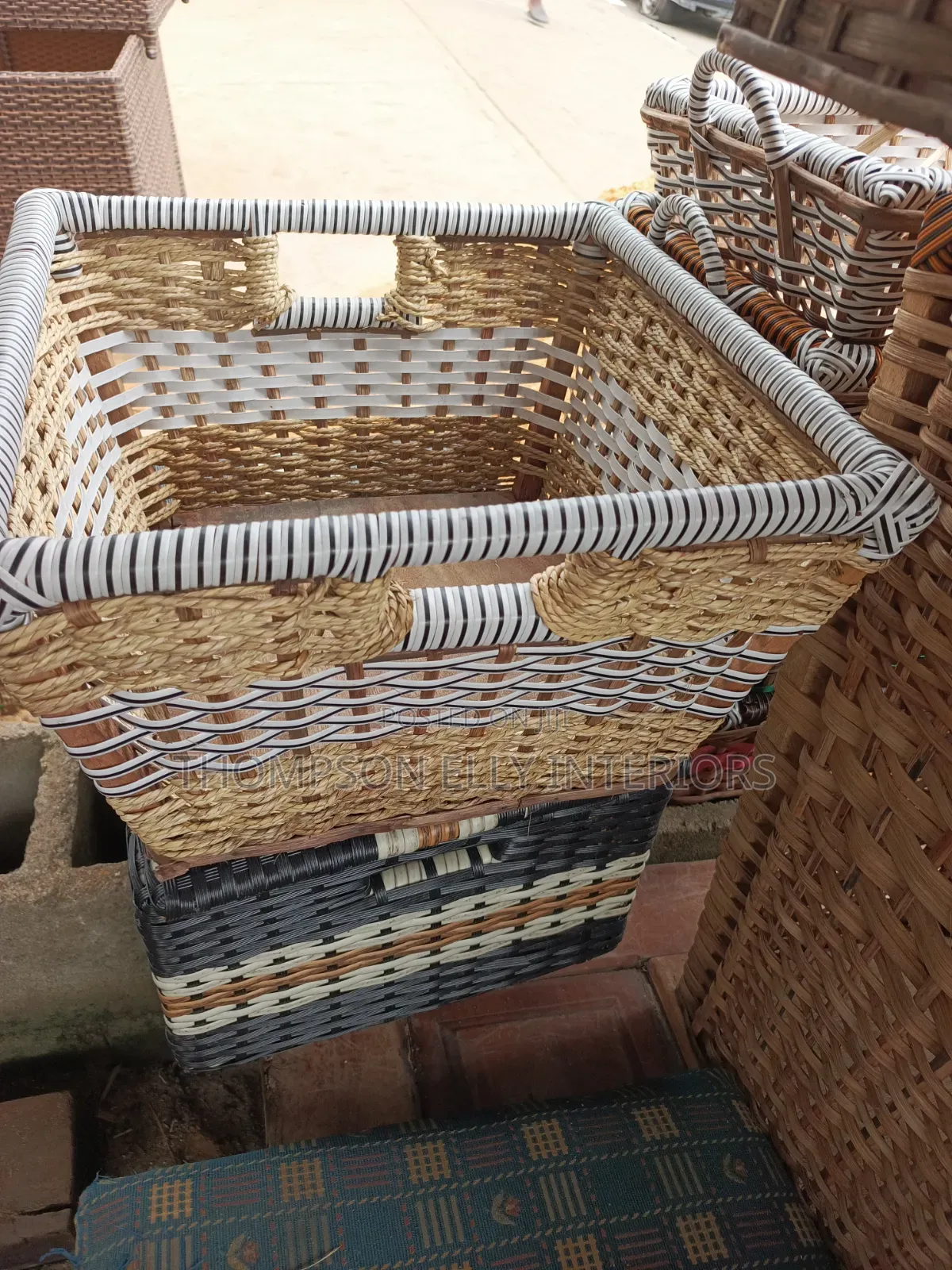 Handwoven Cane Hamper Baskets