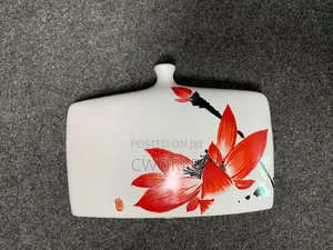 Square Ceramic Vase – Red Lotus