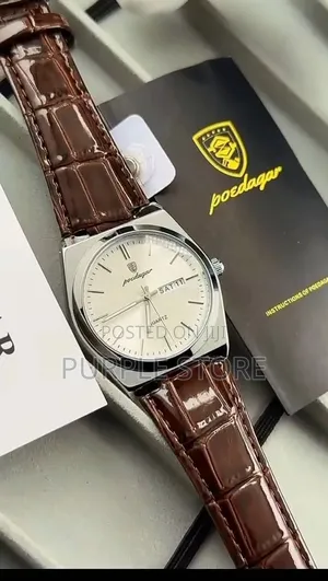 Poedagar Leather Watch Day and Date Display