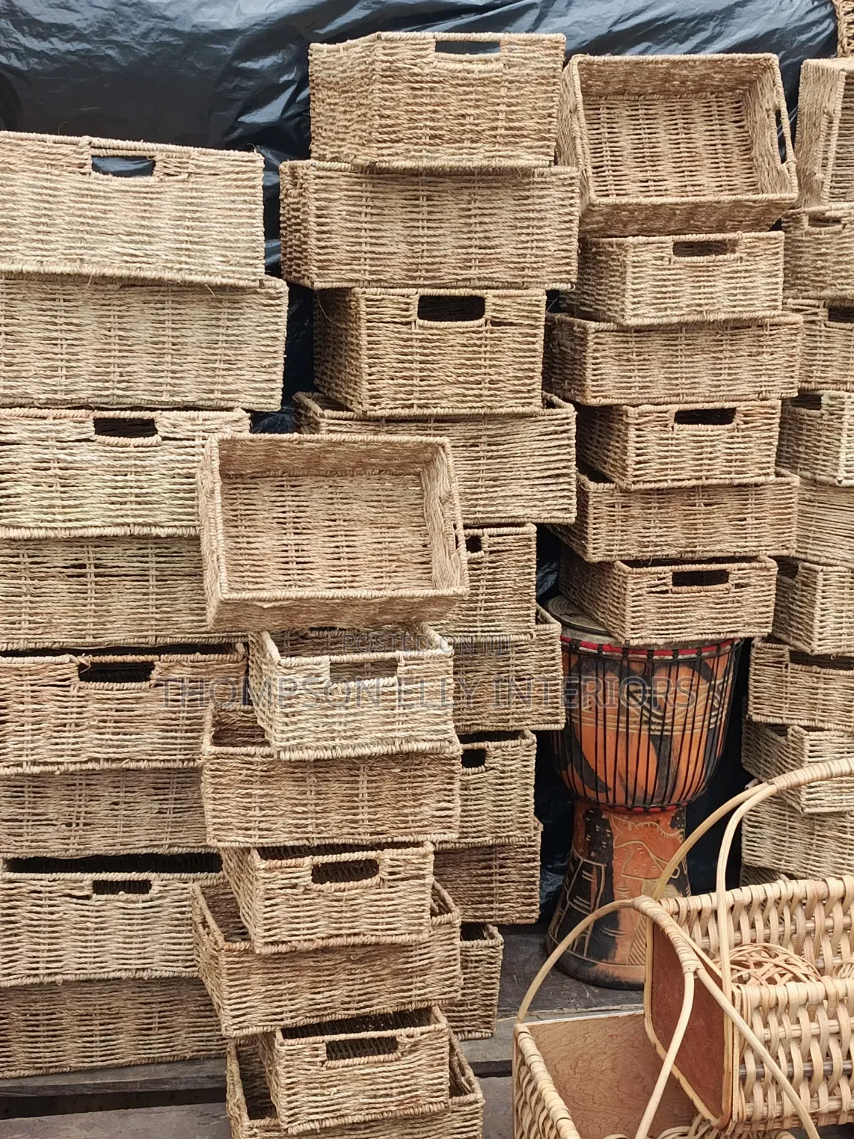 Handwoven Cane Hamper Baskets