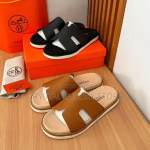 Hermes Quality Luxury Men Genuine Leather Pams
