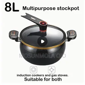 8l Ceramic Non-stick Pressure Pot With Safety Lock Handle