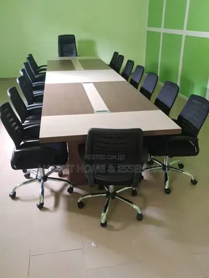 Premium 16-Seater Executive Conference Table With Mesh Chairs Set