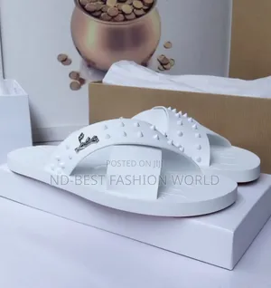 Pure White Leather Slippers