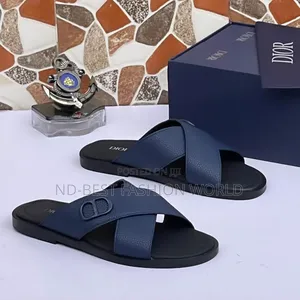 Blue Leather Dior Slippers