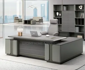 Luxury Grey Executive Desk Cabinet Set