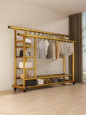 Gold Clothes Hanger With Storage Rack