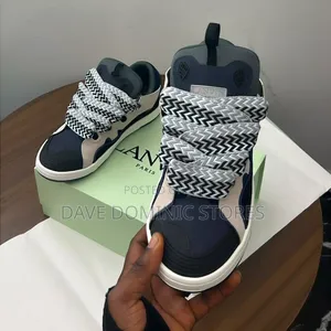 Lanvin Curb Peach/Navy Blue Colorway Sneakers